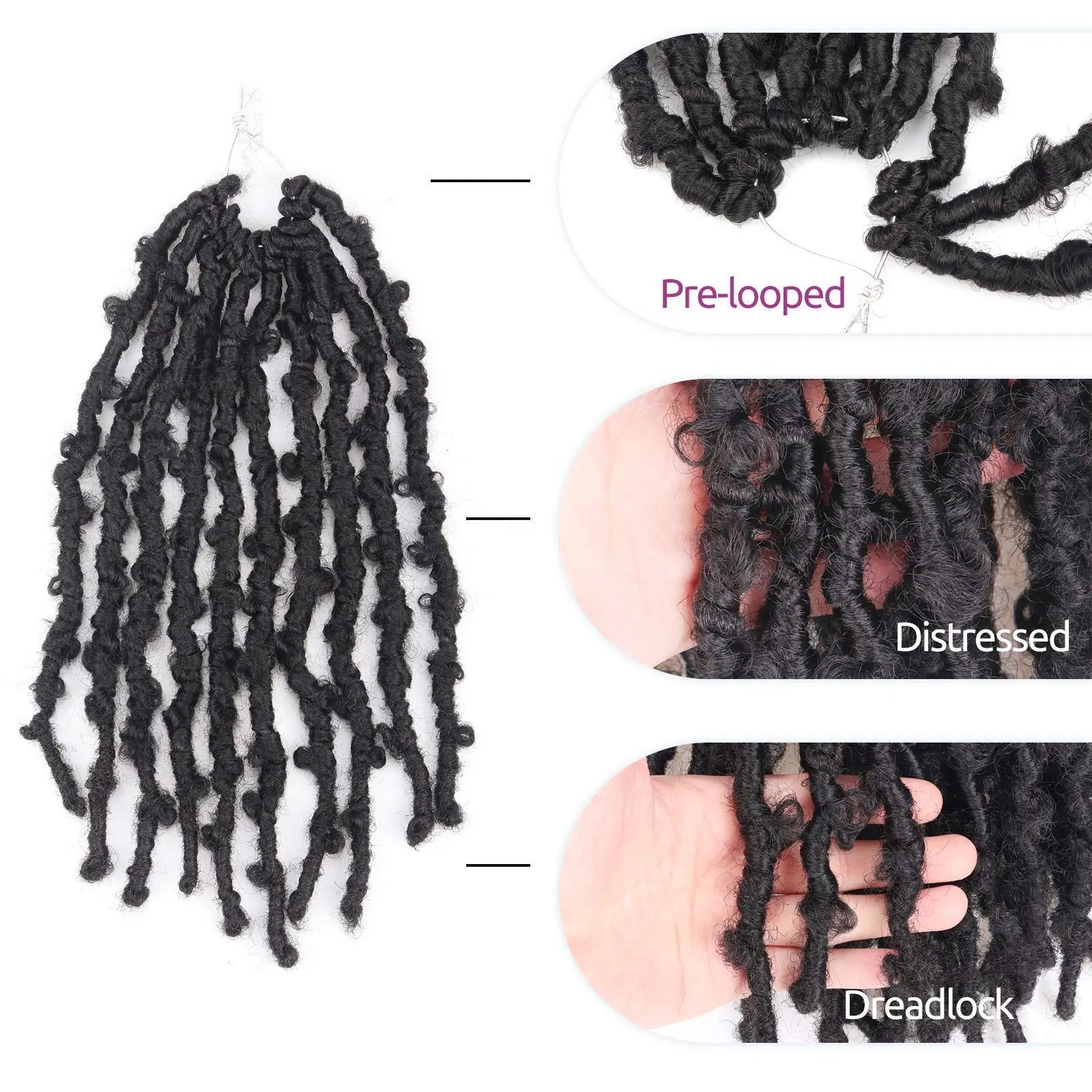 Toyotress Distressed Butterfly Locs Pre-twisted Distressed Synthetic Crochet Hair